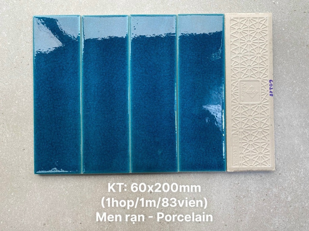 Gạch gốm men rạn 60x200mm xanh dương mã MBL60204