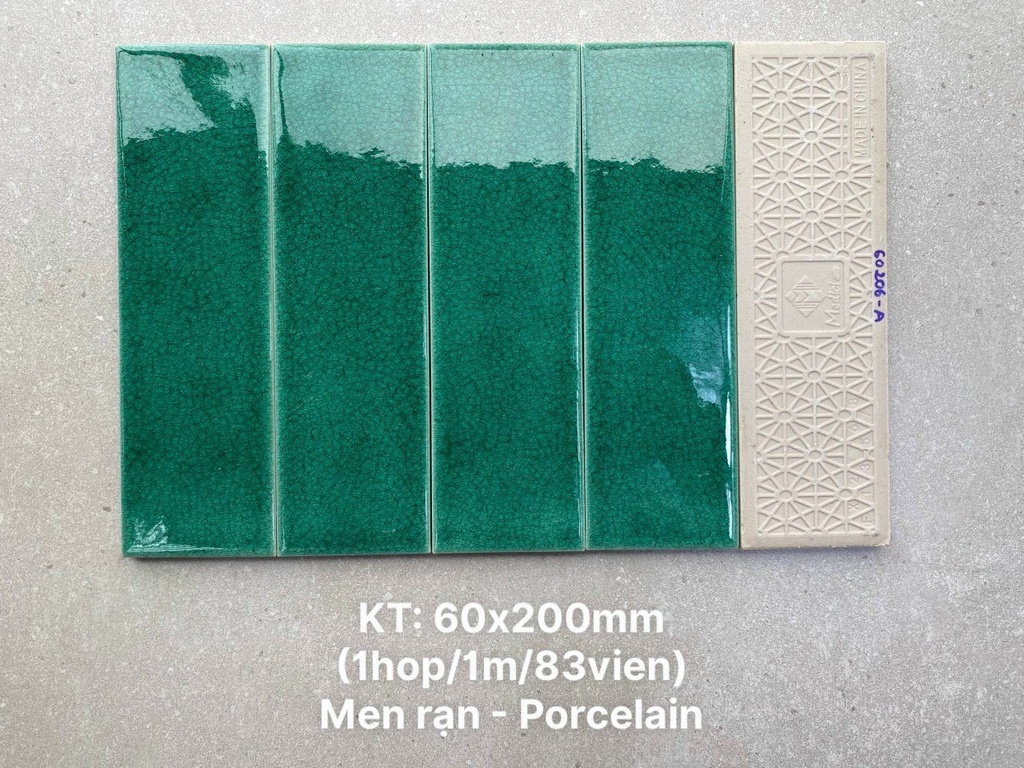 Gạch gốm men rạn 60x200mm xanh dương mã MBL60204