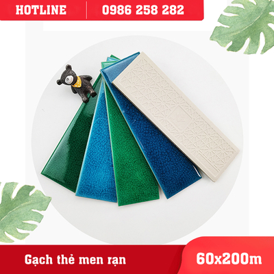 Gạch gốm men rạn KT 60x200mm xanh lá đậm MBL60206-C