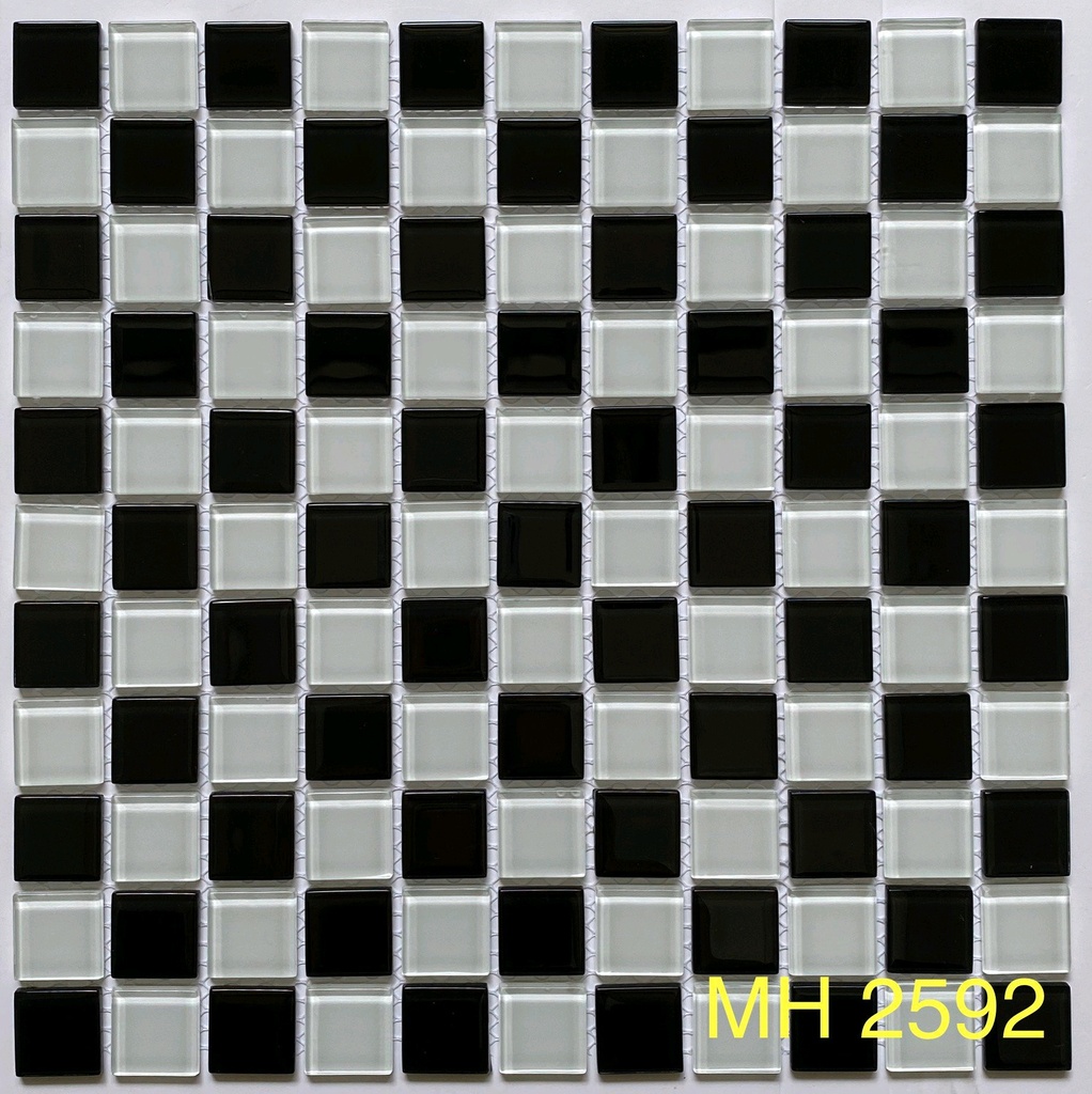 Gạch Mosaic Kính 25x25mm Mix Đen Trắng