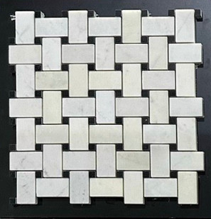 [Ref 10222] Đá mosaic trắng sữa chip 29x51điểm nhân đen mài bóng M12F/M1