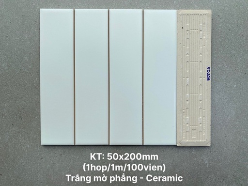 [PSTA50206] Gạch Thẻ 50x200mm Mờ Phẳng Màu Trắng Mã PSTA50206 (Cao Cấp)